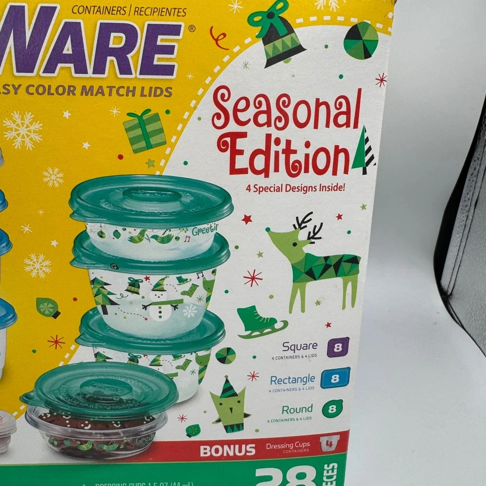 Glad MatchWare Food Storage Containers Unisex‎ 28pc Multicolor Seasonal Holiday